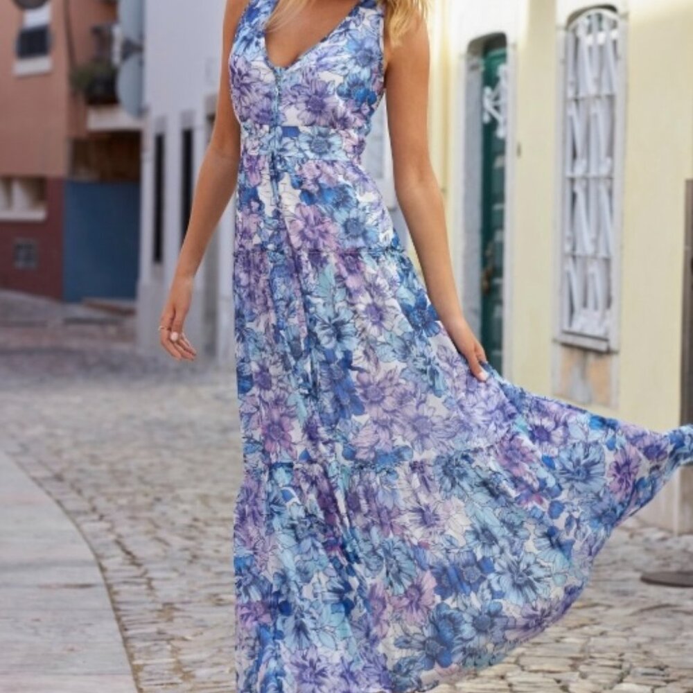 Boston Proper Floral Maxi Dress - rare NWT